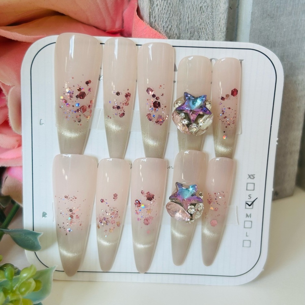 Cosmolo Nude Glitter Press-On Nails